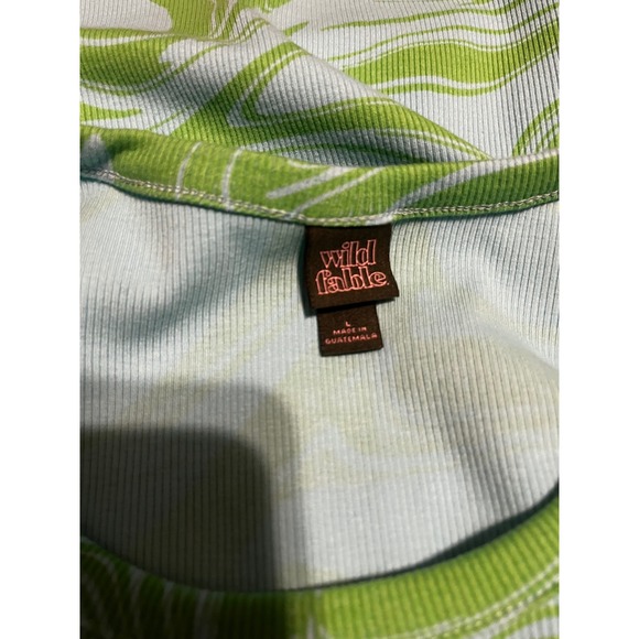 Wild Fable Swirl Print Crop Top – Blue &‎ Neon Green – Size Large - Picture 5 of 5